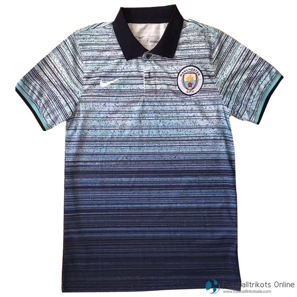 Manchester City Polo 2017-18 Blau Grau Fussballtrikots Günstig